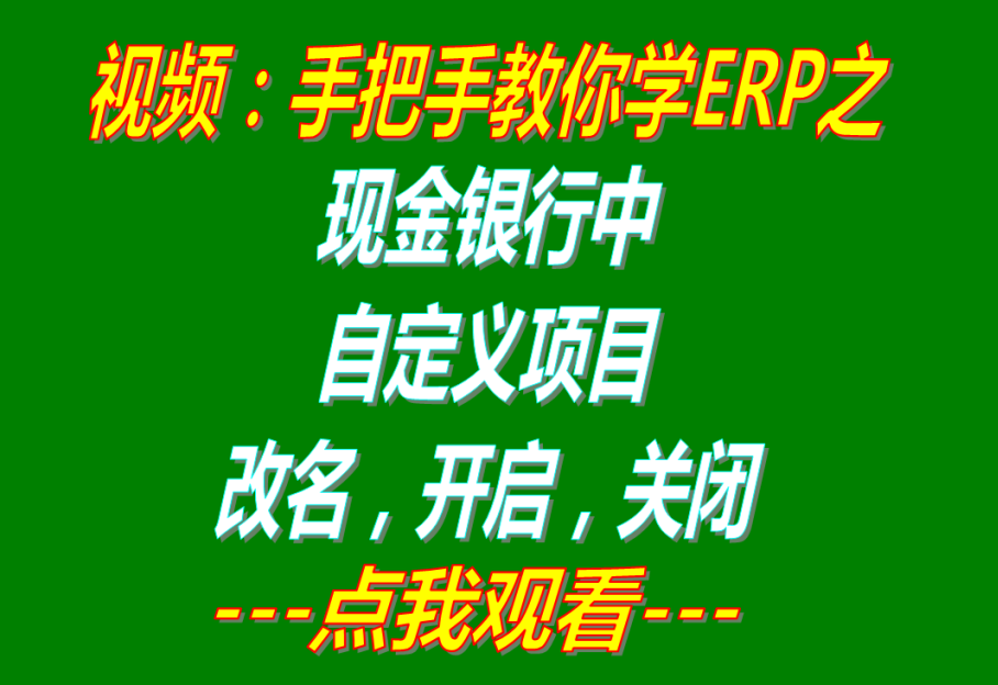 記公司內賬帳用的現金銀行財務支出收入等自定義項目的關閉開啟與名稱修改